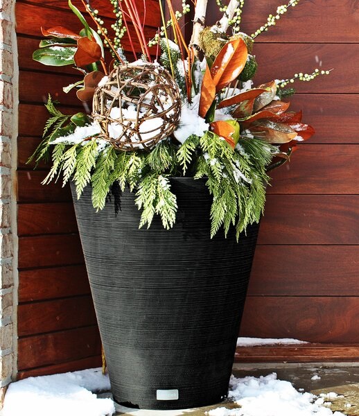 14'' Veradek Round Planter - Artificial Trees/Floor Plants - Black Metal Planters or Urns for party rental